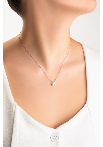 Mozanit Tutkusu 18 Ayar Beyaz Altın Kaplama 44 cm Gümüş Kolye fırsatları