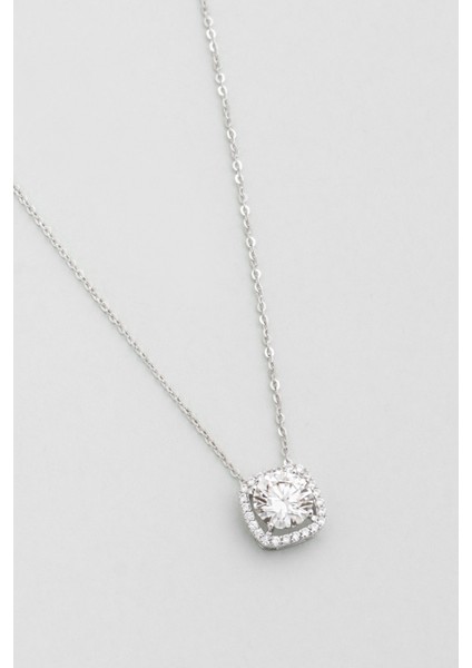 Mozanit Tutkusu 18 Ayar Beyaz Altın Kaplama 44 cm Gümüş Kolye indirimleri