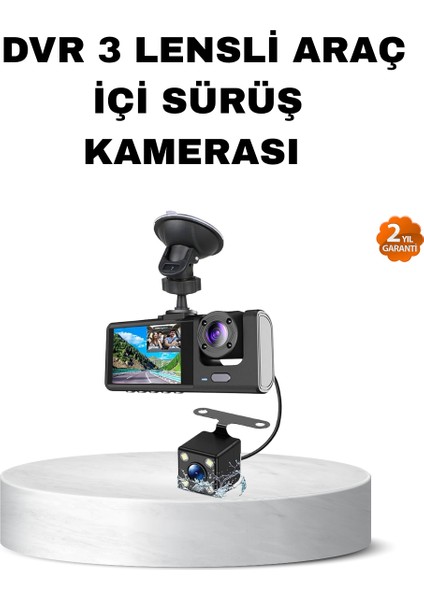 Üç Kameralı Araç Içi Kayıt Sistemi Full Hd Gece Görüşlü ve G-Sensör Dest - SBS7654-3413