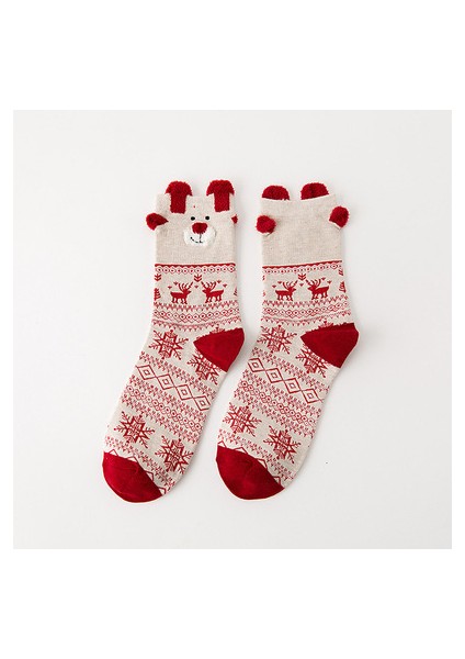 Noel Çorabı Kadın Orta Boy Çorap Sonbahar-Kış Kadın Çorabı Zhuji Çorabı (Yurt Dışından)