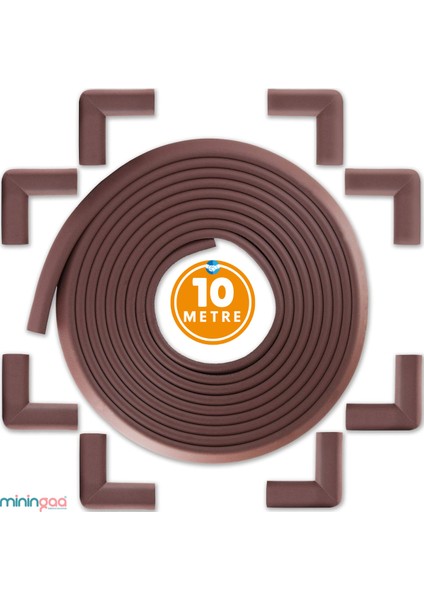 a 10 Metre + 10 Adet Köşe Koruyuculu Esnek ve Yumuşak Kauçuk Kenar Koruyucu Köşe Koruyucu Çocuk Bebek Güvenlik Seti