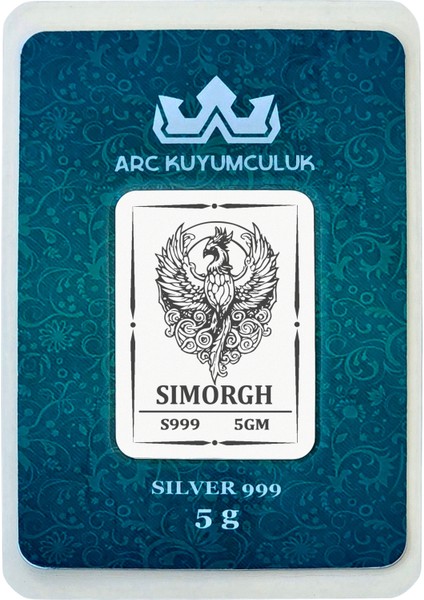 999 Ayar Gümüş ile Tasarlanmış Simurg Temalı Hediyeye Özel 5 Gram Gümüş Külçesi-766