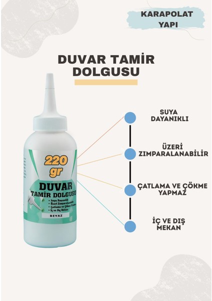 Duvar Tamir Dolgu Macunu Hazır Beyaz Pratik Duvar Tamir Macunu 220GR fiyatları