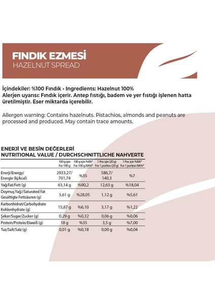 250G Fındık Ezmesi | Gerçek ve Yoğun Tat fiyatları