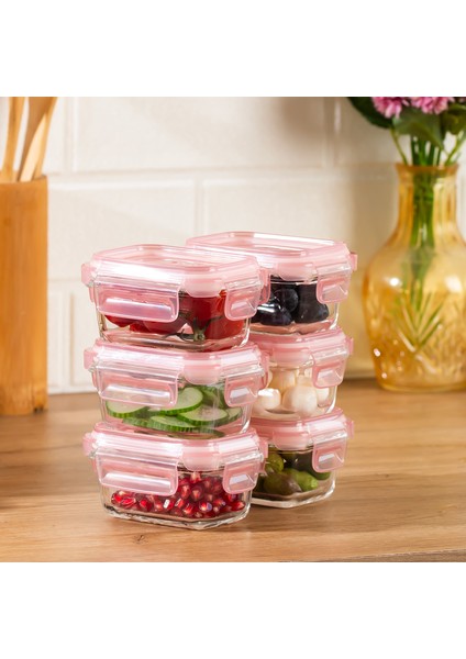 4375 6lı Sızdırmaz Kilit Kapaklı Yiyecek Erzak Saklama Kabı Seti - Cam Saklama Kabı - 150ML Pudra fiyatları