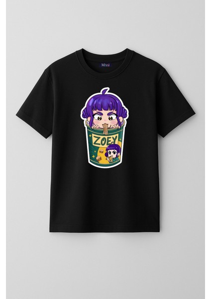 Kpop Demon Hunters Huntrix Zoey Kısa Kollu Baskılı Kız Çocuk Tişört (4-13 Yaş)