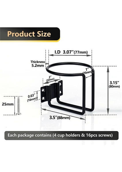 4 Adet Tekne Fincan Tutucu Paslanmaz Çelik Evrensel Içecek Tutucular Siyah Halka Bardak Tutucular Tekne Kamyonu Için Rv (Yurt Dışından) fiyatları
