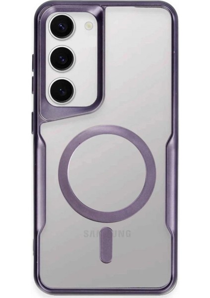 Samsung Galaxy S23 Kılıf Boyi Magsafe Silikon Kapak - Derin Mor (K95)