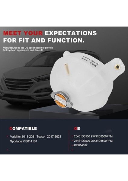 Hyundai Tucson Için Kapalı Motor Soğutucu Rezervuar Tankı 2018-2021 Kıa Sportage 2017-2021 25431D3500 KI3014107 (Yurt Dışından) fiyatları