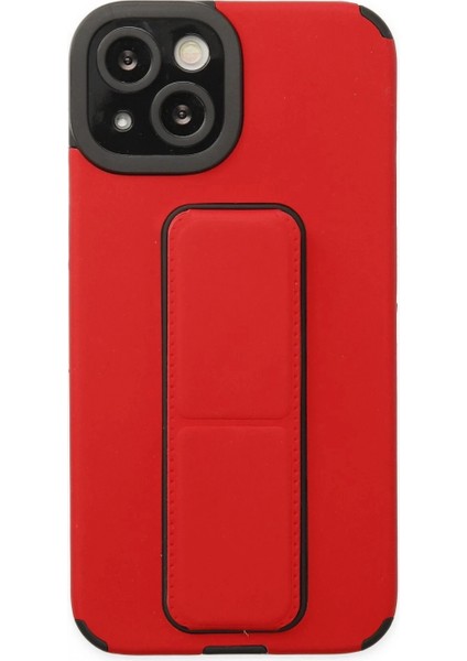 iPhone 14 Plus Kılıf Mega Standlı Silikon - Kırmızı (K95)
