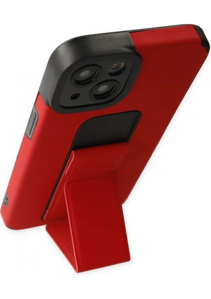 iPhone 14 Plus Kılıf Mega Standlı Silikon - Kırmızı (K95) modelleri