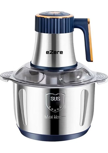 Powerchop Pro Elektrikli Paslanmaz Çelik Kollu 5 Litre Et Kıyma Makinesi Sebze Meyve Doğrayıcı Rondo Blendır