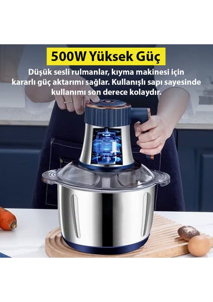 Powerchop Pro Elektrikli Paslanmaz Çelik Kollu 5 Litre Et Kıyma Makinesi Sebze Meyve Doğrayıcı Rondo Blendır fiyatları