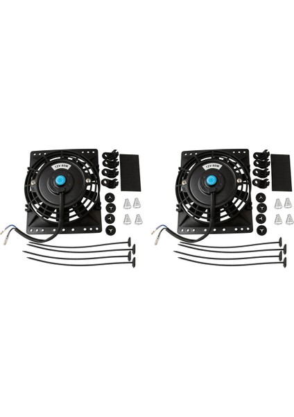 2x 6 Inç Slim 650CFM Radyatör Soğutma Fanları Universal Slim Pull Push 12V 80W Direkt Yedek Fan Montaj Kiti (Yurt Dışından)
