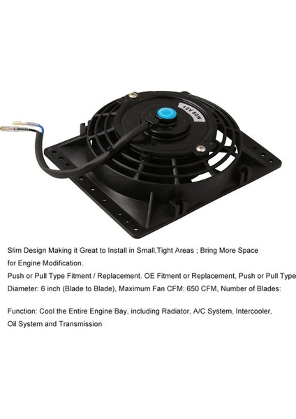 2x 6 Inç Slim 650CFM Radyatör Soğutma Fanları Universal Slim Pull Push 12V 80W Direkt Yedek Fan Montaj Kiti (Yurt Dışından) fiyatları