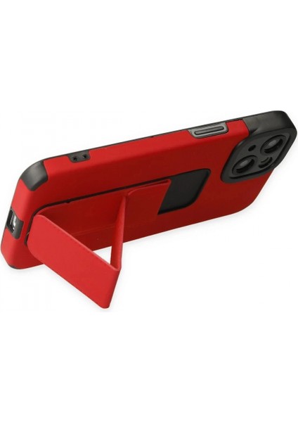 iPhone 14 Plus Kılıf Mega Standlı Silikon - Kırmızı (K95) fırsatları