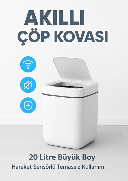 20L Akıllı Sensörlü Çöp Kovası Uv Işık Koku Geçirmez Mutfak Banyo Ofis Için modelleri