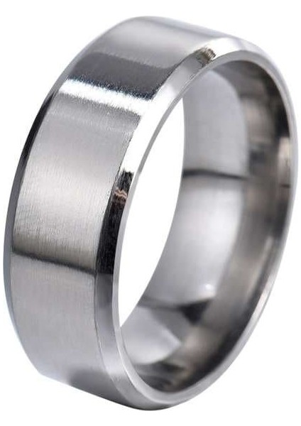 Gümüş Renkli 316L Kalite Paslanmaz Kadın Çelik Alyans Yüzük - 27 Ölçü