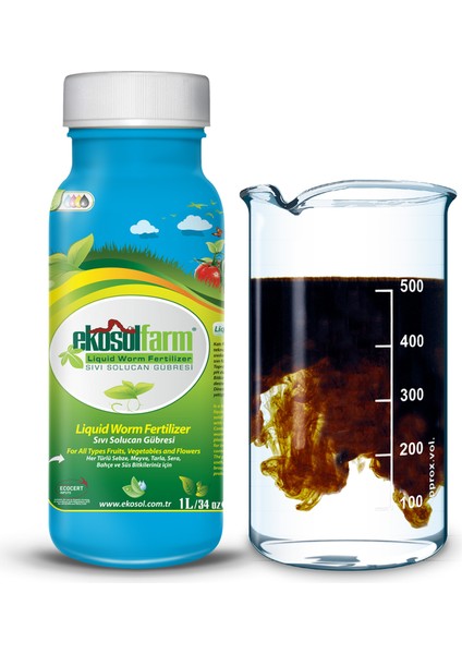 Sıvı Solucan Gübresi 1 Litre Tüm Bitkiler için Organik Sertifikalı Yaprak ve Toprak Gübresi fiyatları
