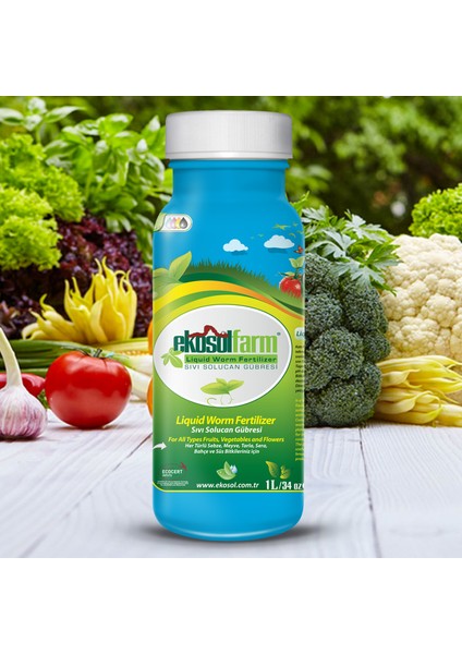 Sıvı Solucan Gübresi 1 Litre Tüm Bitkiler için Organik Sertifikalı Yaprak ve Toprak Gübresi modelleri