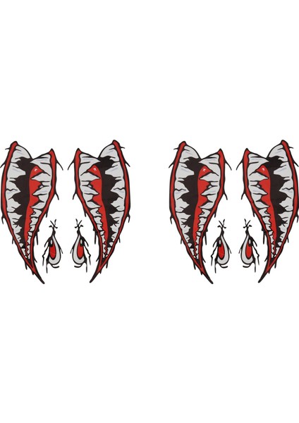 4pcs Su Geçirmez Vinil Çıkartma Köpekbalığı Dişi Kayak Tekne Araba Kamyon Sticker Diy Komik Kürek Çıkartması (Yurt Dışından)