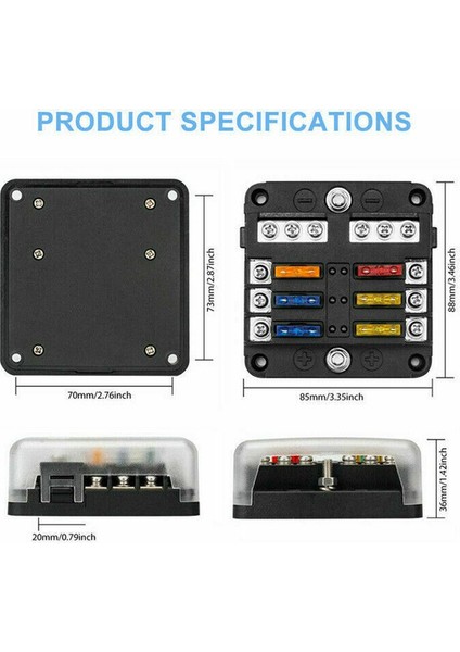 6 Yollu Su Geçirmez Sigorta Bloğu LED Göstergesi ile 12/24V Araba Teknesi Rv Kamyonu Için Negatif Deniz Sigortası Kutusu ile 12 Devreli (Yurt Dışından) modelleri