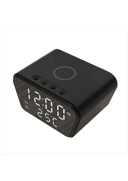 Çalar Saat 15W Akıllı Kablosuz Şarj Cihazı Zaman Takvim Sıcaklık Ekran LED Dijital Saat Siyah (Yurt Dışından)