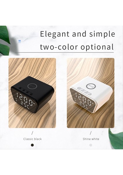Çalar Saat 15W Akıllı Kablosuz Şarj Cihazı Zaman Takvim Sıcaklık Ekran LED Dijital Saat Siyah (Yurt Dışından) fiyatları