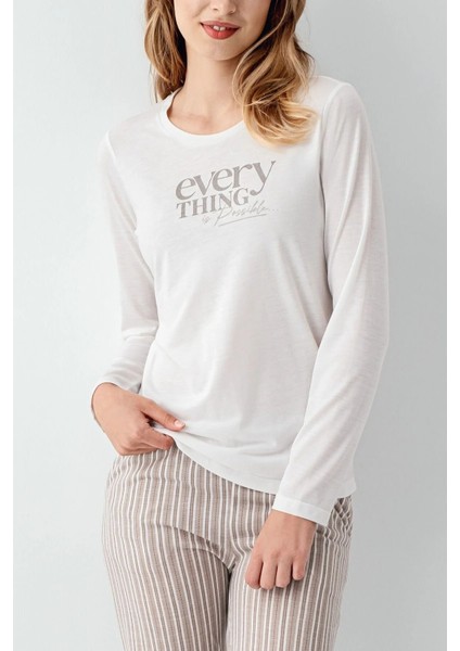 Kadın %100 Pamuklu Uzun Kollu Çizgili Desenli Pijama Takımı fiyatları