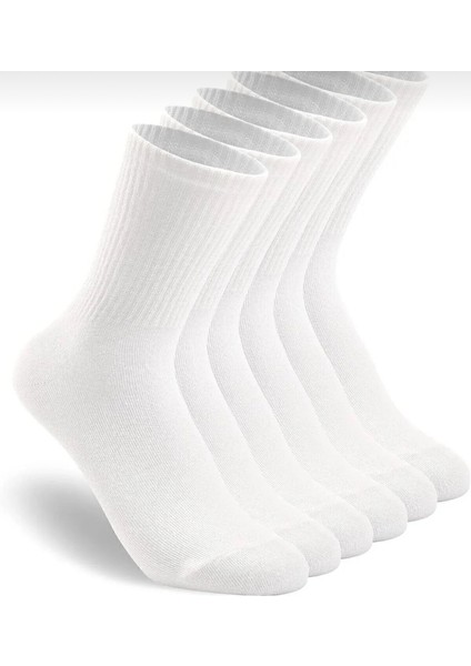 6 Çift Beyaz Soket Boy Kolej Çorap - A Kalite