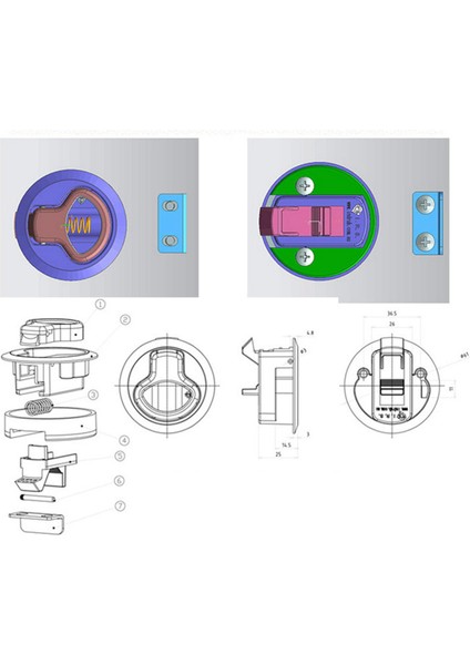 2x Mandal Kapak Yuvarlak Çekme Mandalajı Slemap Çekme 1/4 Kapı Tekne Güverte Hatch Rv Çekmeceler Dolap Yat (Yurt Dışından) modelleri