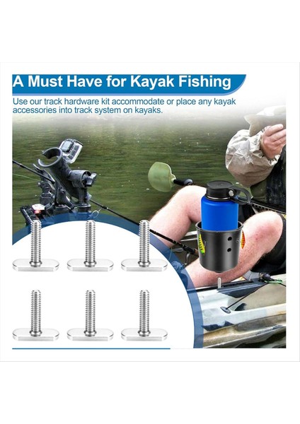 6pcs Paslanmaz Çelik Kayak Slayt Raylı Track M6 Vidalar Kayak Kano Tekne Aksesuarları Için Donanım Donanımı (Yurt Dışından) fırsatları