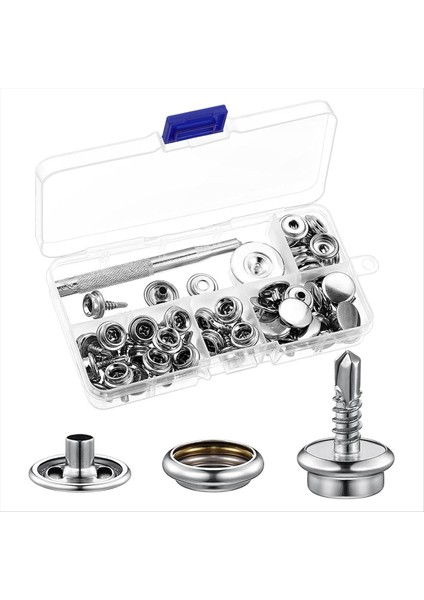 24 Set Tekne Tuval Snaps Kit Aracı 74 Pcs Paslanmaz Çelik Vidalı Tekne Kapağı Snaps Metal Çıtçıtlar 3/8 Inç Soket Snap Vida (Yurt Dışından)