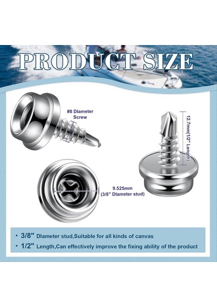 24 Set Tekne Tuval Snaps Kit Aracı 74 Pcs Paslanmaz Çelik Vidalı Tekne Kapağı Snaps Metal Çıtçıtlar 3/8 Inç Soket Snap Vida (Yurt Dışından) modelleri
