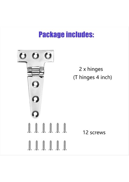 Deniz Sınıfı T Menteşeleri Tekne Menteşeleri 4 Inç x 2 Inç Gürültü Yok Ağır Hizmet Tipi 316 Vidalı Paslanmaz Çelik (6 Adet) (Yurt Dışından) modelleri