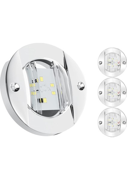 4pcs Deniz Teknesi Iç Işıklar 12V LED Tekne Güverte Nezaket Işığı 3 Inç Yuvarlak Beyaz 6 LED Stern Transom Ankraj Işığı (Yurt Dışından)