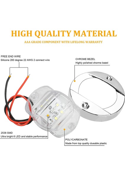 4pcs Deniz Teknesi Iç Işıklar 12V LED Tekne Güverte Nezaket Işığı 3 Inç Yuvarlak Beyaz 6 LED Stern Transom Ankraj Işığı (Yurt Dışından) fırsatları