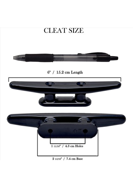 4 Paket Siyah Naylon Tekne Koyası 6 Inç - Halat Kişisi Kayak Tekne Dock Cleats - Deniz Güverte Deniz Dekoru Için Mükemmel (Yurt Dışından) fırsatları