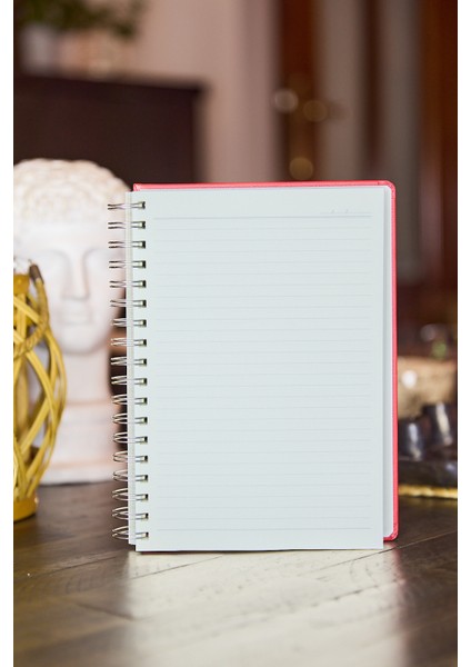Kişiye Özel Kırmızı Düz Vegan Deri Spiralli 240 Sayfa Çizgili Not Defteri fiyatları