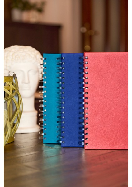 Kişiye Özel Kırmızı Düz Vegan Deri Spiralli 240 Sayfa Çizgili Not Defteri modelleri