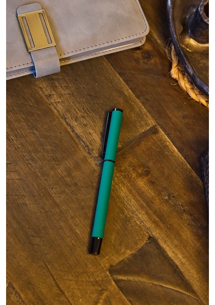 Kişiye Özel Haki Kapaklı Mavi Mürekkepli Düz Roller Tükenmez Kalem