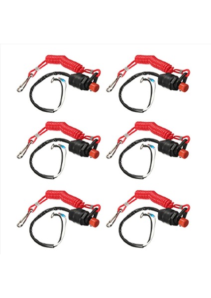 6x Tekne Motor Acil Durum Öldürme Durdurma Anahtarı Yamaha Dıştan Takma Durma Durdurma Anahtarı Öldürme Anahtarları Kesme Anahtarları Tether Lanyard ile (Yurt Dışından)