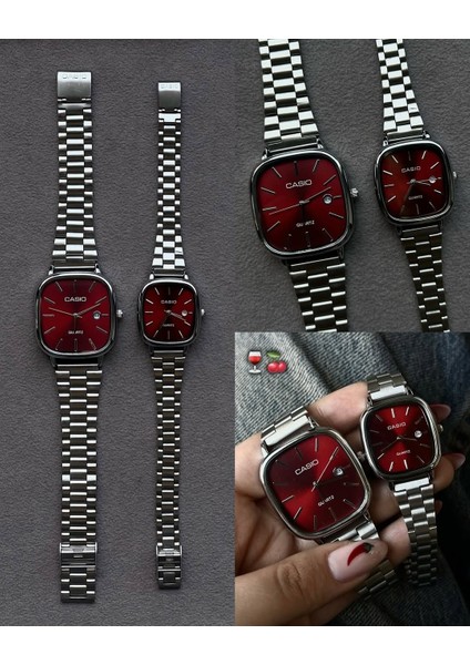 Vintage Çift Saati Vişne Kırmızısı