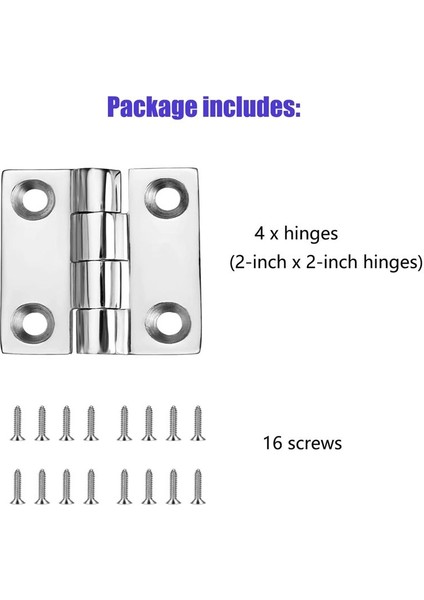 Ağır Hizmet Tipi Paslanmaz Çelik Tekne Menteşeleri Deniz Sınıfı Menteşeler 2 Inç x 2 Inç (50MM x 50 Mm) (4 Adet) (Yurt Dışından) modelleri