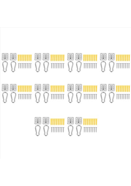 20 Set Askıda Tavan Duvar Montajı U Şekilli Kancalar Paslanmaz Çelik Ağır Hizmet Tipi Çok Fonksiyonlu Hamak (Yurt Dışından)