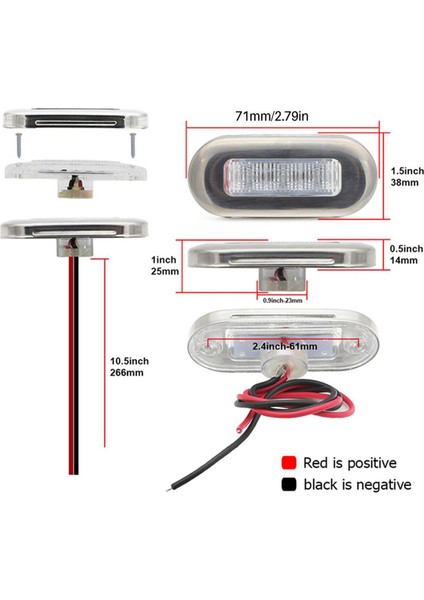 12PCS 12V Tekne Deniz Sinyal Lambası Açık Sınıf Büyük Su Geçirmez LED Nezaket Işıkları Merdiven Güverte Beyaz (Yurt Dışından) fırsatları