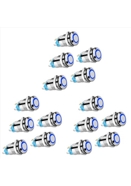 15PCS 12MM Mandallama Düğmesi Anahtarı Yüksek Yuvarlak Kapak 12V/24V Mavi Işık ile Su Geçirmez Metal Itme Düğmesi Anahtarı (Yurt Dışından)
