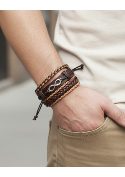 Sonsuzluk Hayat Ağacı Figürlü El Yapımı Deri Bileklik Setleri