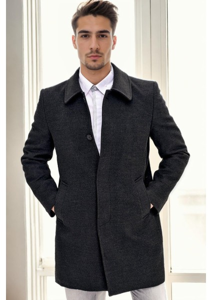 PLT9365 Dewberry Erkek Palto-Antrasit