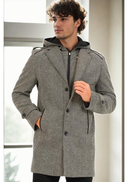 PLT9401 Dewberry Erkek Palto-Diagonal Gri